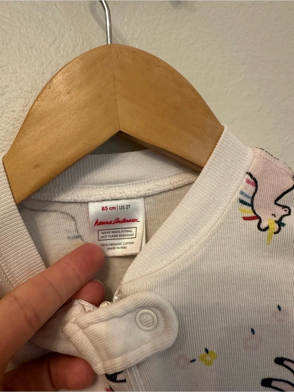 Hanna Andersson Zip Up Footless Pajamas with Pink Rainbow Unicorns